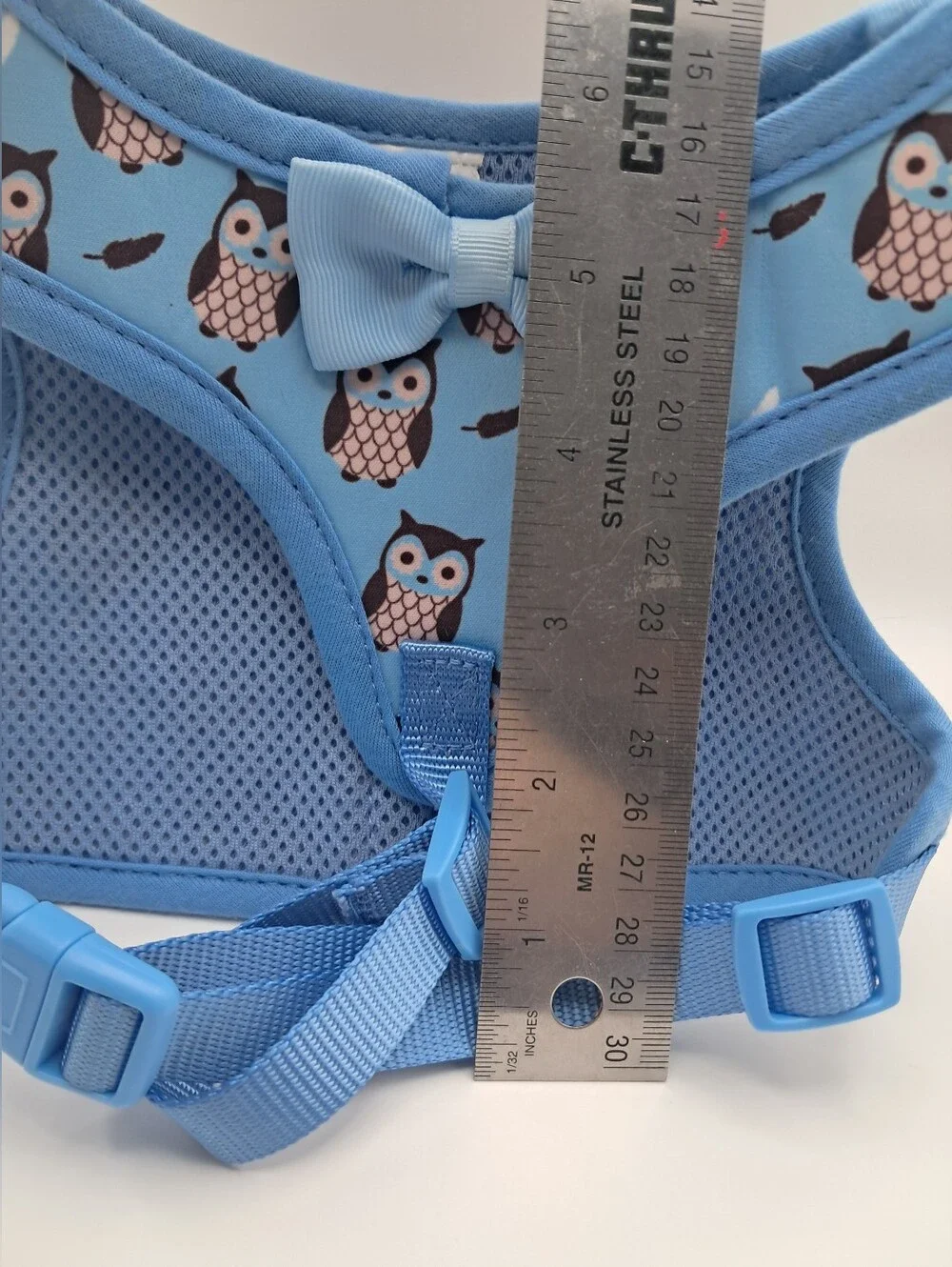 Cute Blue Owl Print Bowtie Pet Harness with 4 ft Leash Small Dog Cat 10
